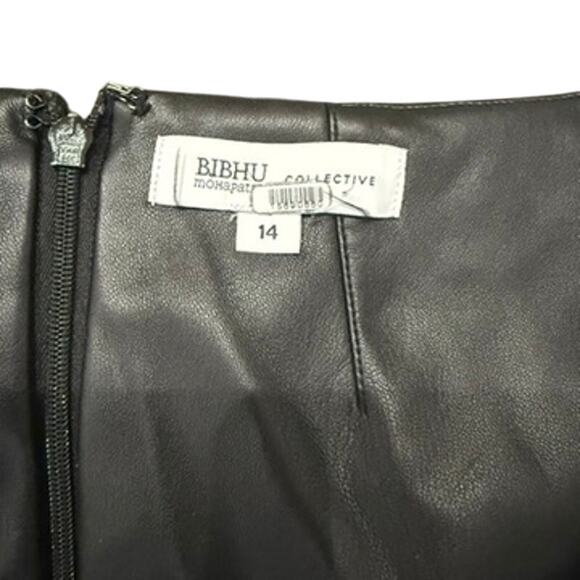 Bibhu Mohapatra x RTR Faux Leather Dress in Black, Size US 14 - Picture 7 of 9